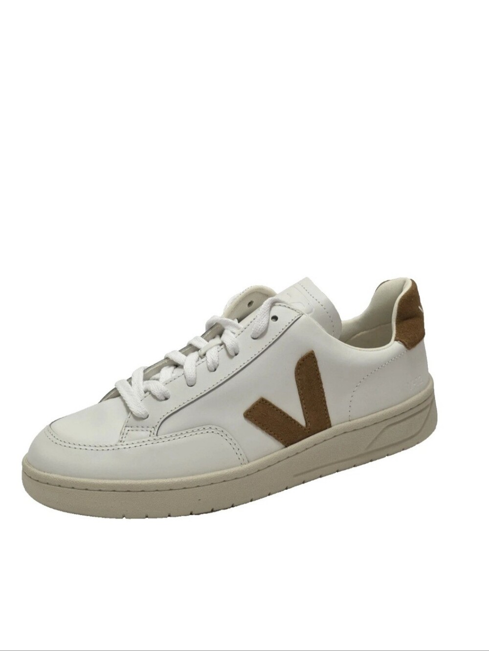 Veja White Leather Sneakers with Tan Accents